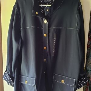Jones New York light stretch ladies jacket  Blue Size 1x Snaps down the front